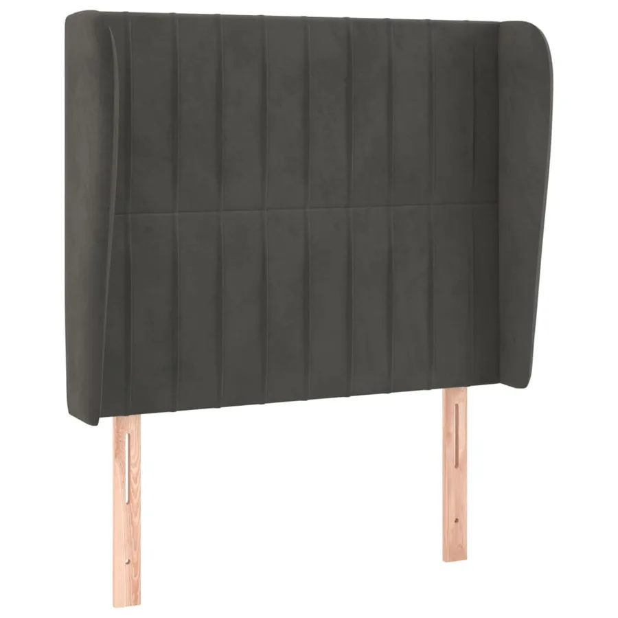 Tête de lit avec oreilles Gris foncé 93x23x118/128 cm Velours - 2