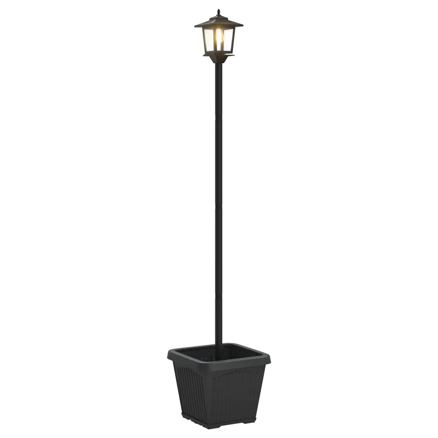 Lampadaire solaire avec pot de fleurs Noir 32 x 32 x 158 cm - 2