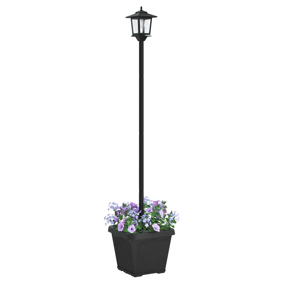 Lampadaire solaire avec pot de fleurs Noir 32 x 32 x 158 cm - 3