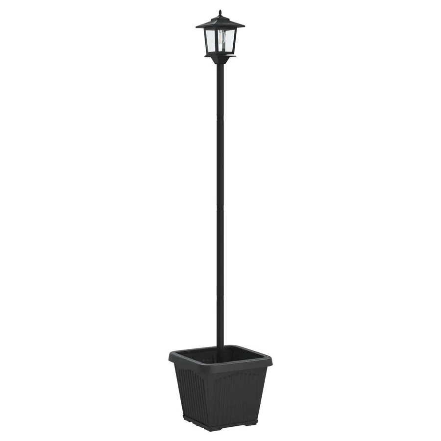 Lampadaire solaire avec pot de fleurs Noir 32 x 32 x 158 cm - 5