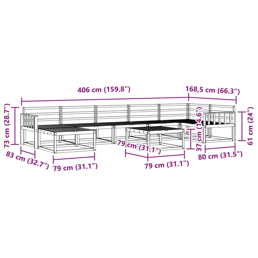 Ensemble de canapés d'extérieur 8 pcs Blanc - 8