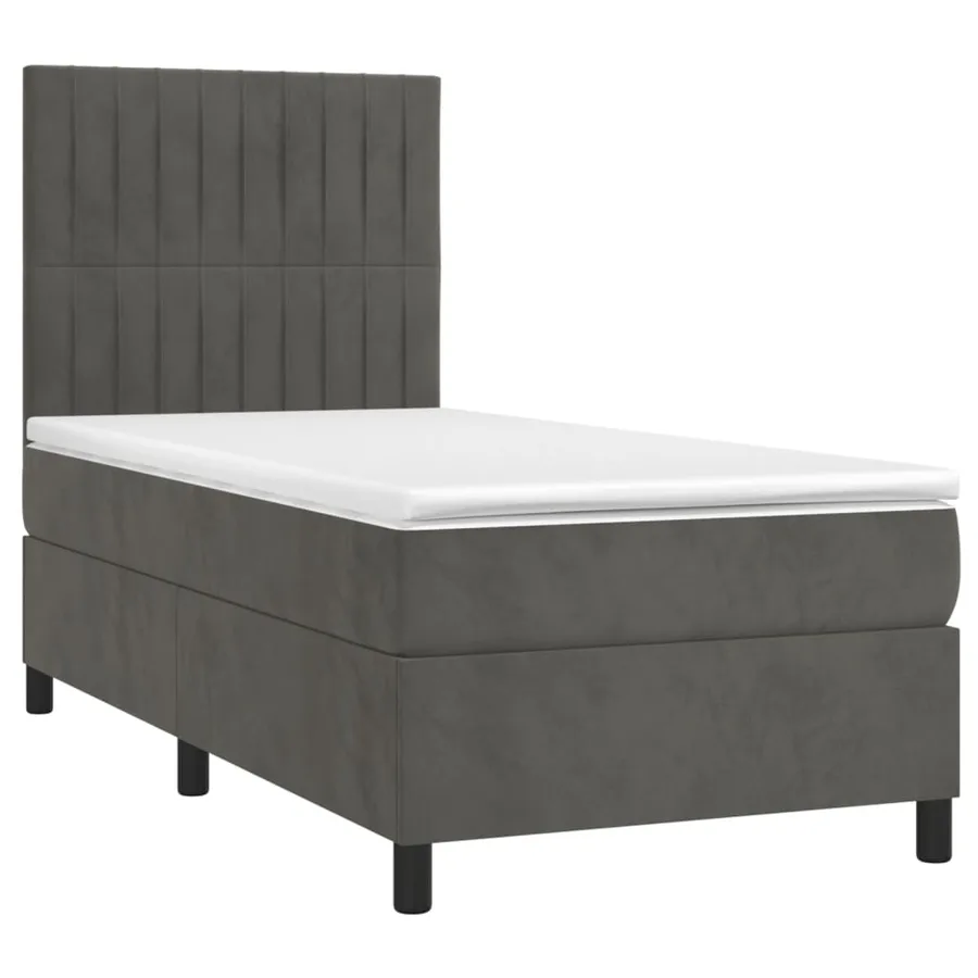 Sommier à lattes de lit matelas LED Gris foncé 90x200cm Velours - 3