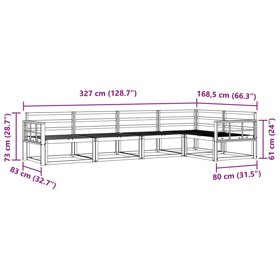 Ensemble de canapés d'extérieur 5 pcs Blanc 327 x 168,5 x 73 cm - 7