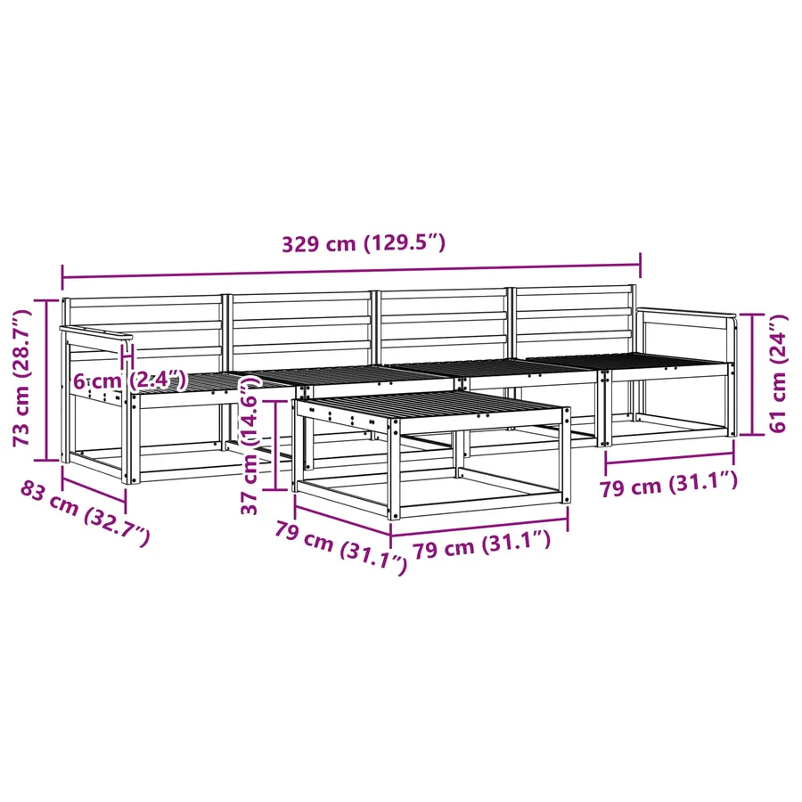 Ensemble de canapés d'extérieur 5 pcs Blanc 79 x 79 x 37 cm - 7