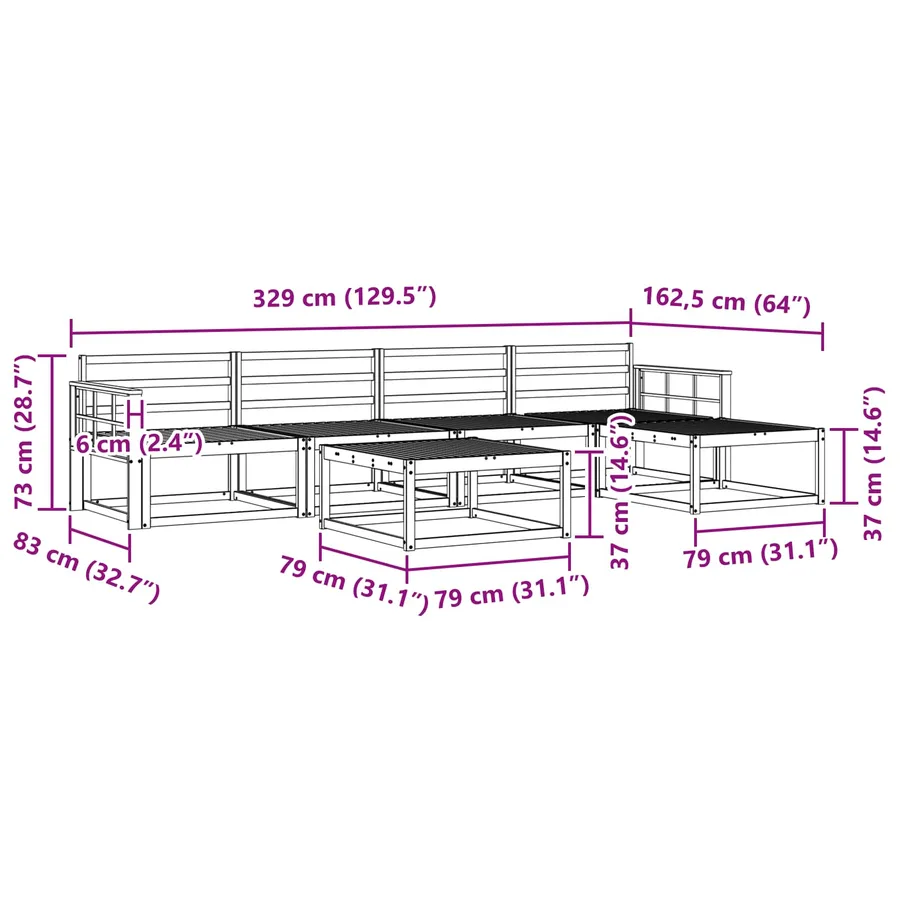 Ensemble de canapés d'extérieur 6 pcs Blanc 79 x 79 x 37 cm - 8