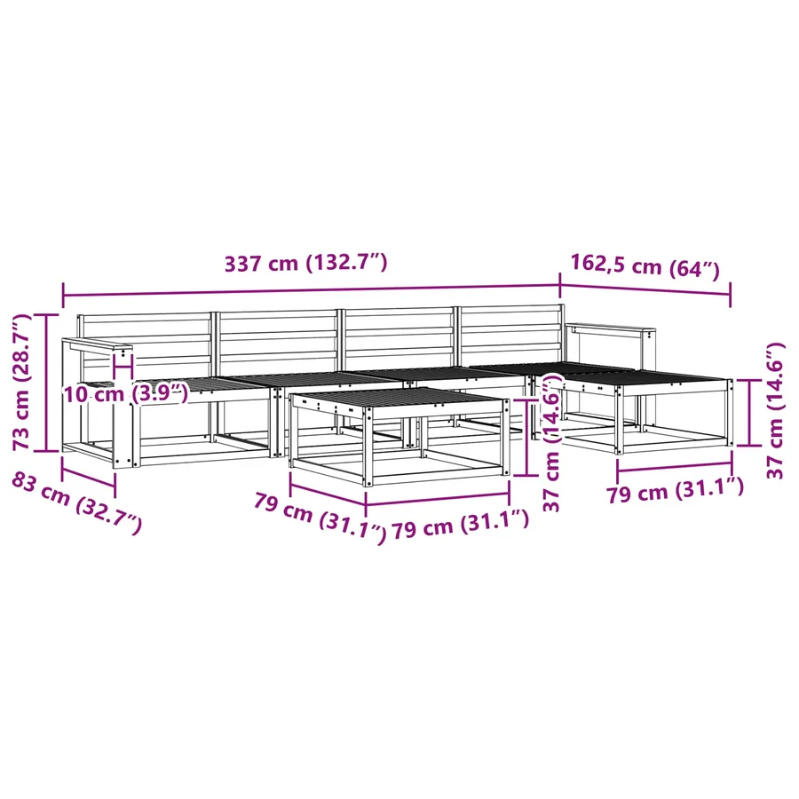 Ensemble de canapés d'extérieur 6 pcs Blanc 79 x 79 x 37 cm - 8