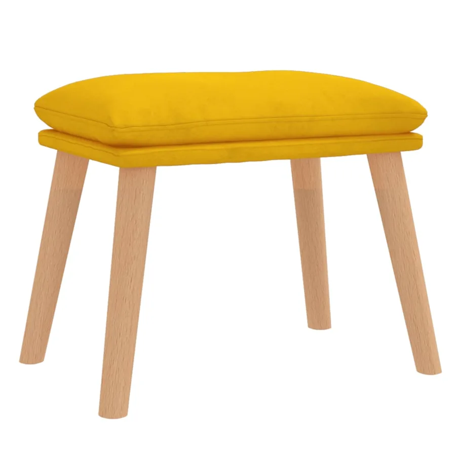 Chaise de détente et repose-pied Jaune moutarde Velours - 5