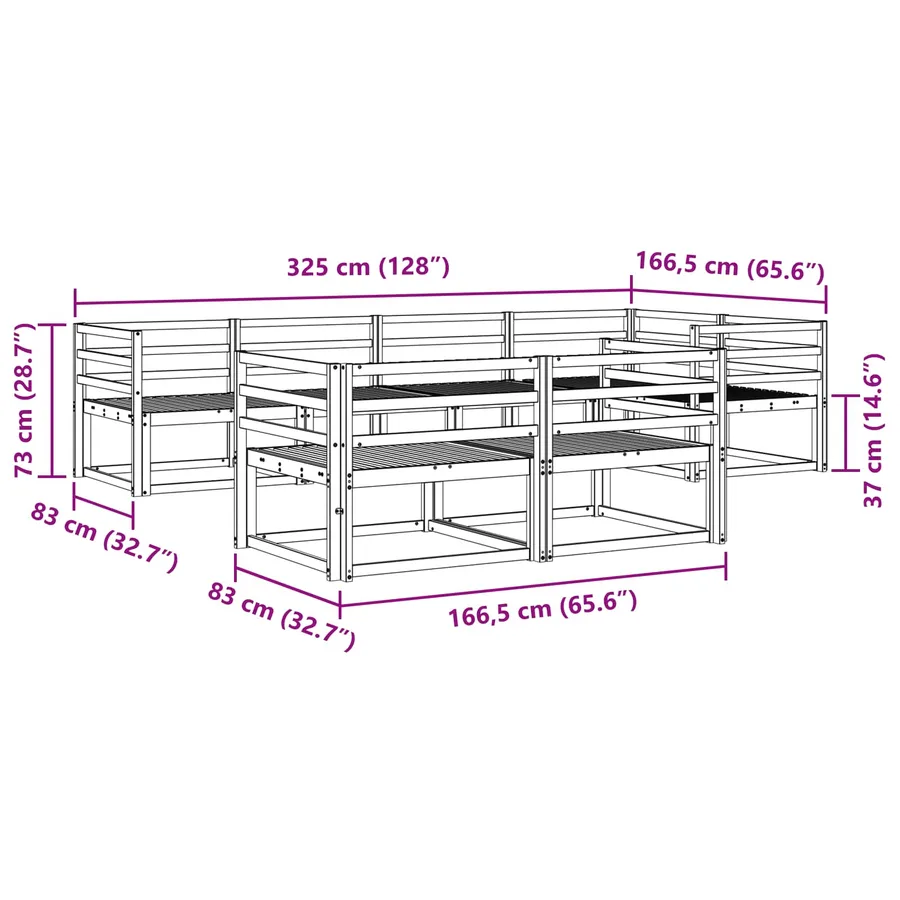 Ensemble de canapés d'extérieur 8 pcs Blanc 325 x 166,5 x 73 cm - 6