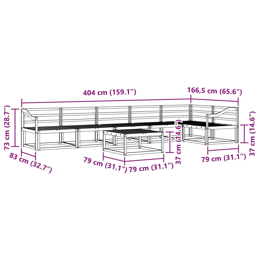 Ensemble de canapés d'extérieur 7 pcs Blanc 79 x 79 x 37 cm - 9