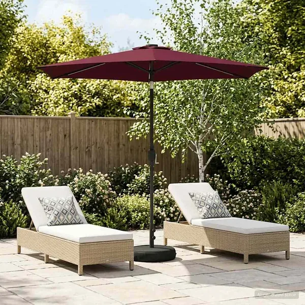Parasol de jardin avec lumières LED et base 270 x 270 cm