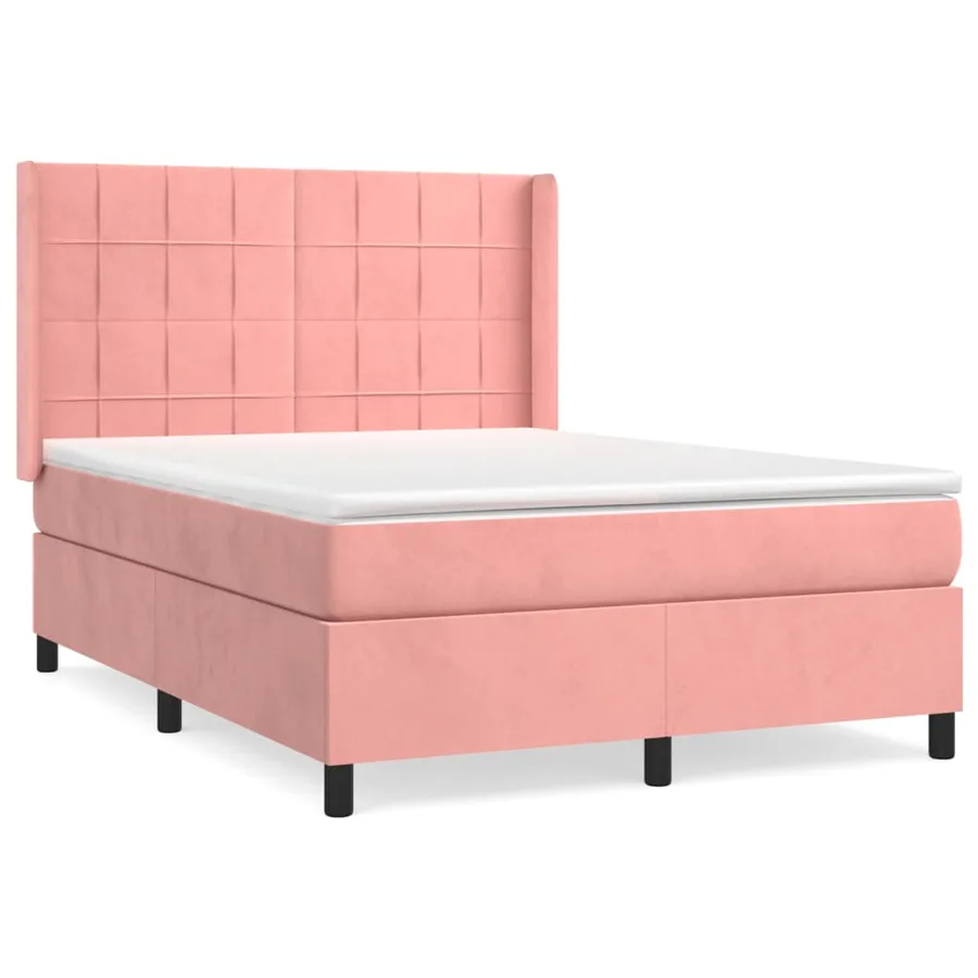 Sommier à lattes de lit avec matelas Rose 140x200 cm Velours - 2