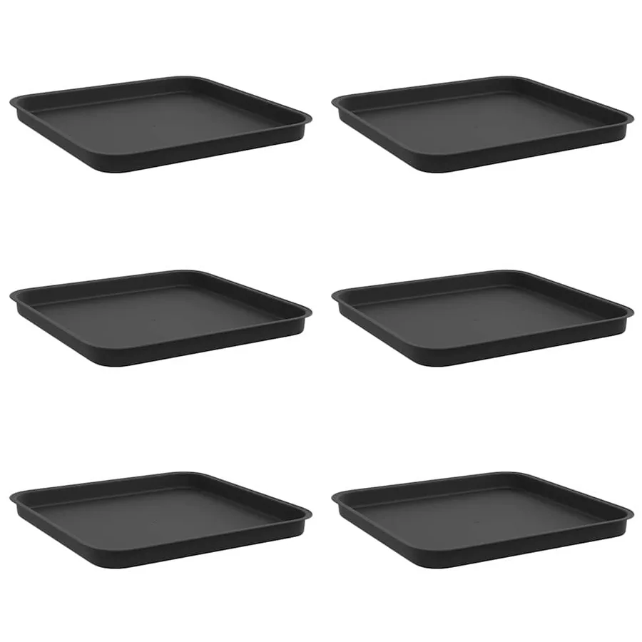 Plateau carré à fleurs 6 pcs Noir 32 x 32 x 2,5 cm Plastique - 2