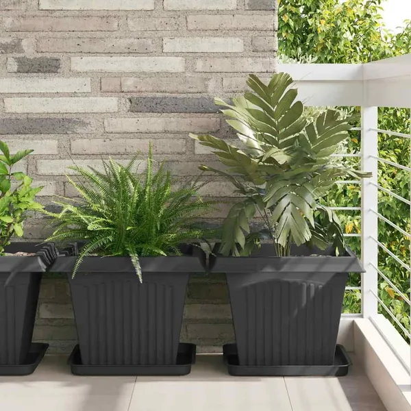 Plateau carré à fleurs 24 pcs Noir 36 x 36 x 2.5 cm Plastique