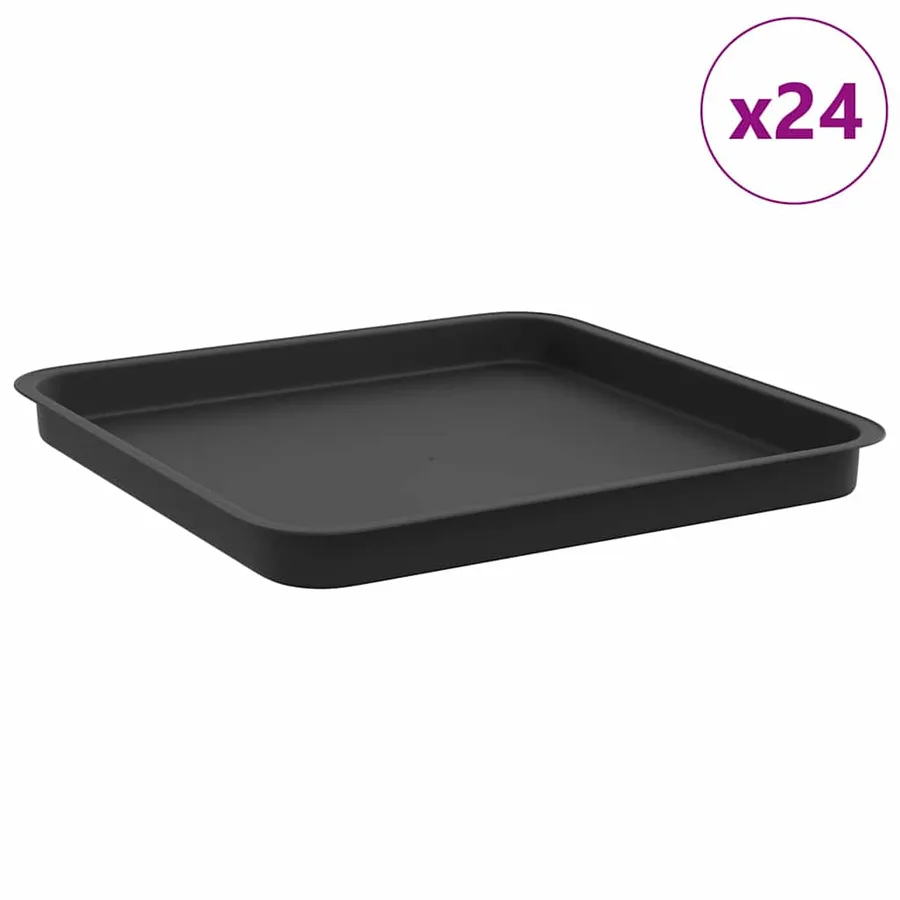 Plateau carré à fleurs 24 pcs Noir 36 x 36 x 2.5 cm Plastique - 2