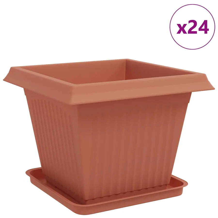 Pots de plantes 24 pcs Rouge brique 43 x 43 x 33,5 cm Plastique - 2