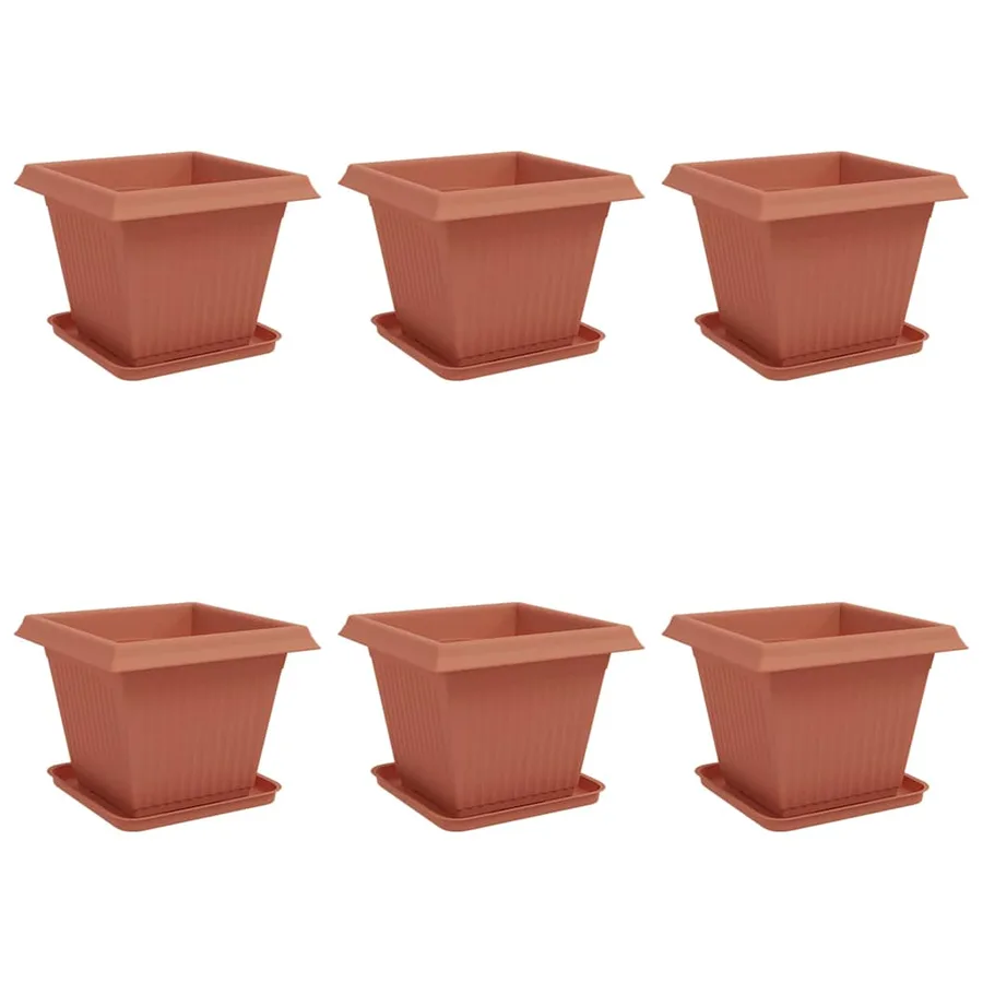Pots de plantes 6 pcs Rouge brique 38 x 38 x 30 cm Plastique - 2