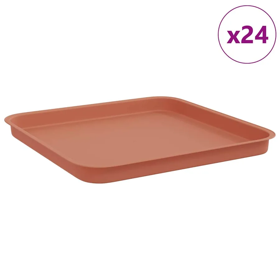 Plateau carré à fleurs 24 pcs Rouge brique 32 x 32 x 2,5 cm - 2