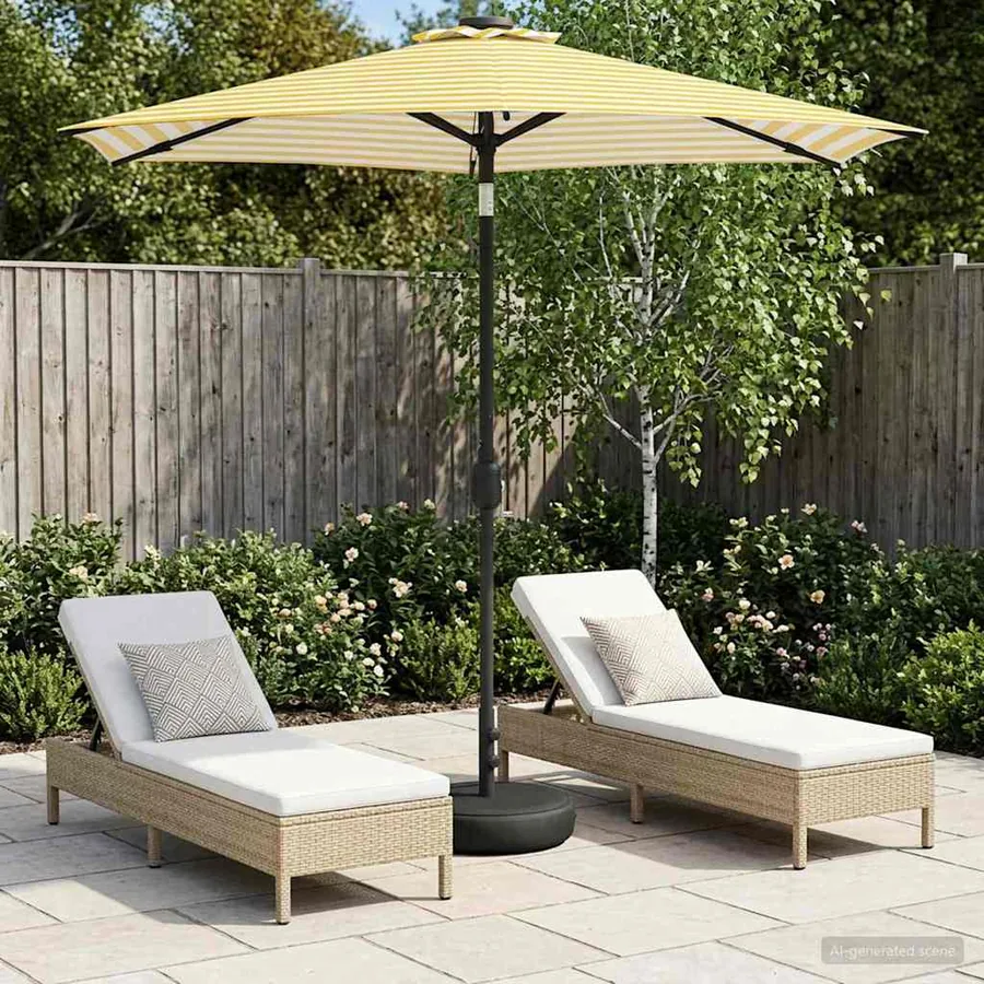 Parasol de jardin avec lumières LED et base 230 x 230 cm