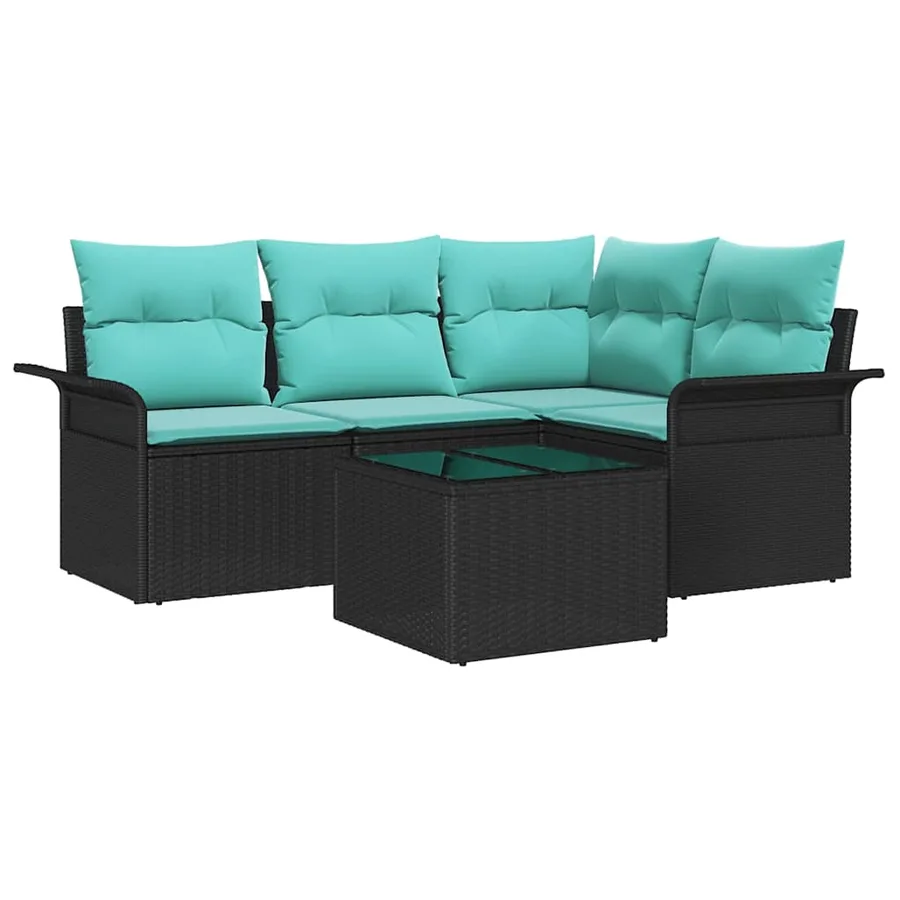 Ensemble de canapé de jardin avec stockage 5 pcs Noir polyrotin - 2