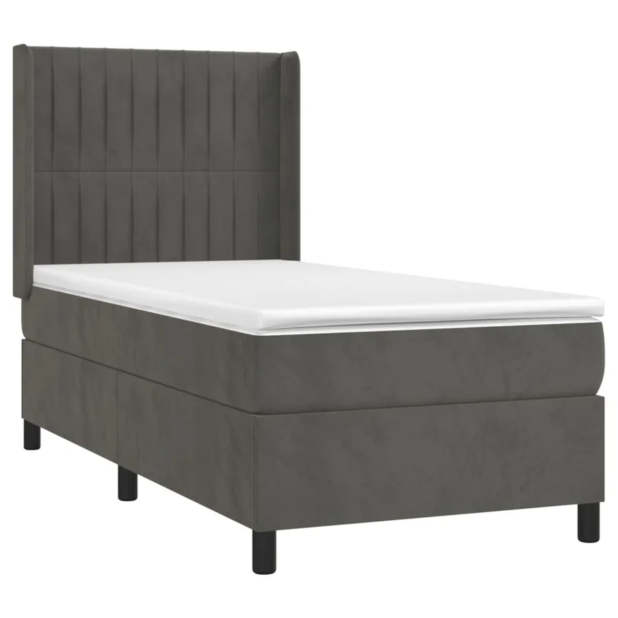 Sommier à lattes de lit matelas LED Gris foncé 90x190cm Velours - 4