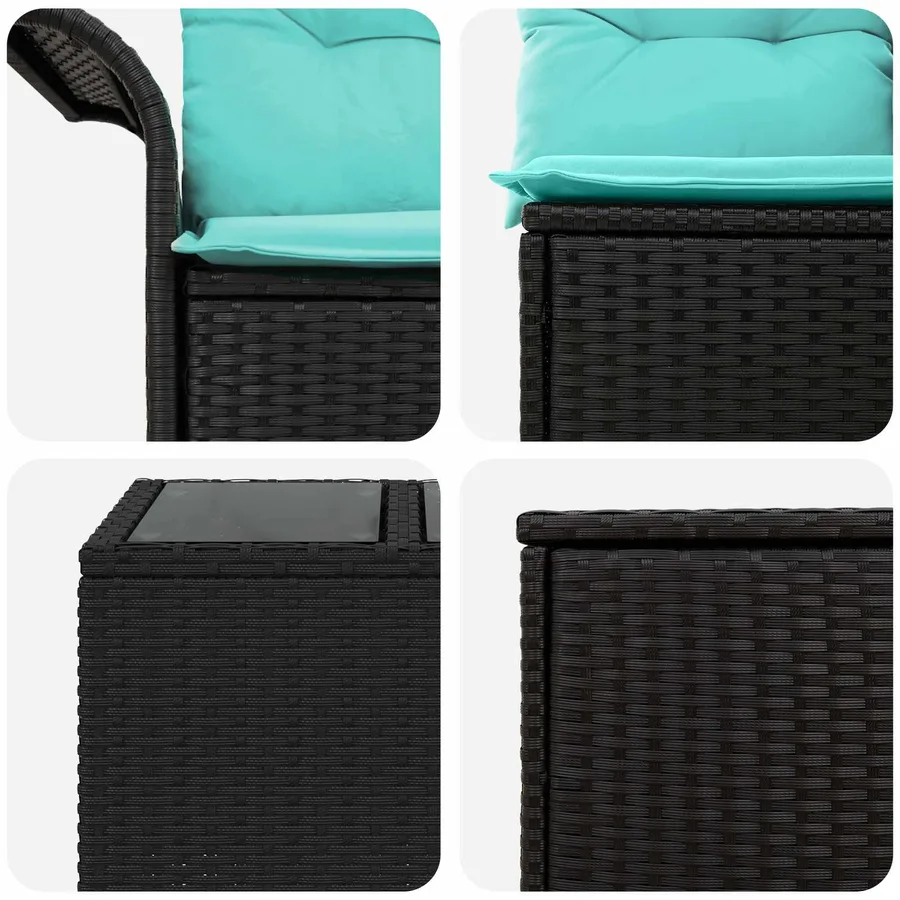 Ensemble de Canapés 6 pcs 4-Nombre de places Noir et Bleu - 7