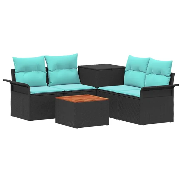Ensemble de Canapés 6 pcs 4-Nombre de places Noir et Bleu