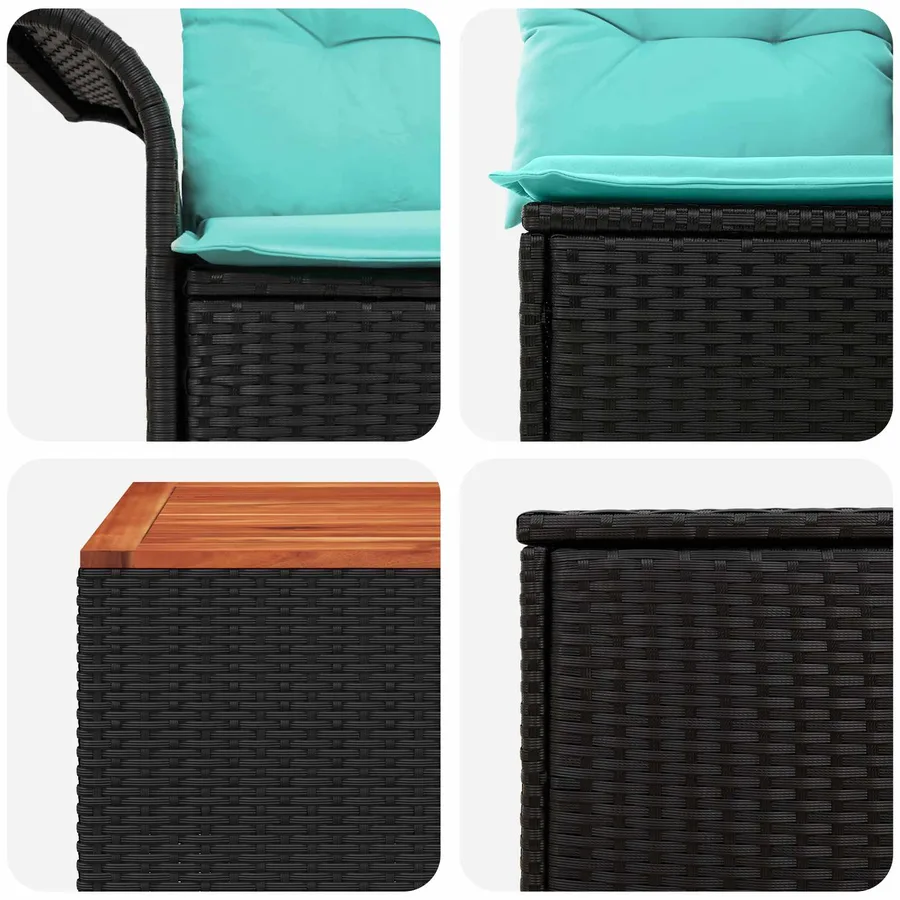 Ensemble de Canapés 6 pcs 4-Nombre de places Noir et Bleu - 7