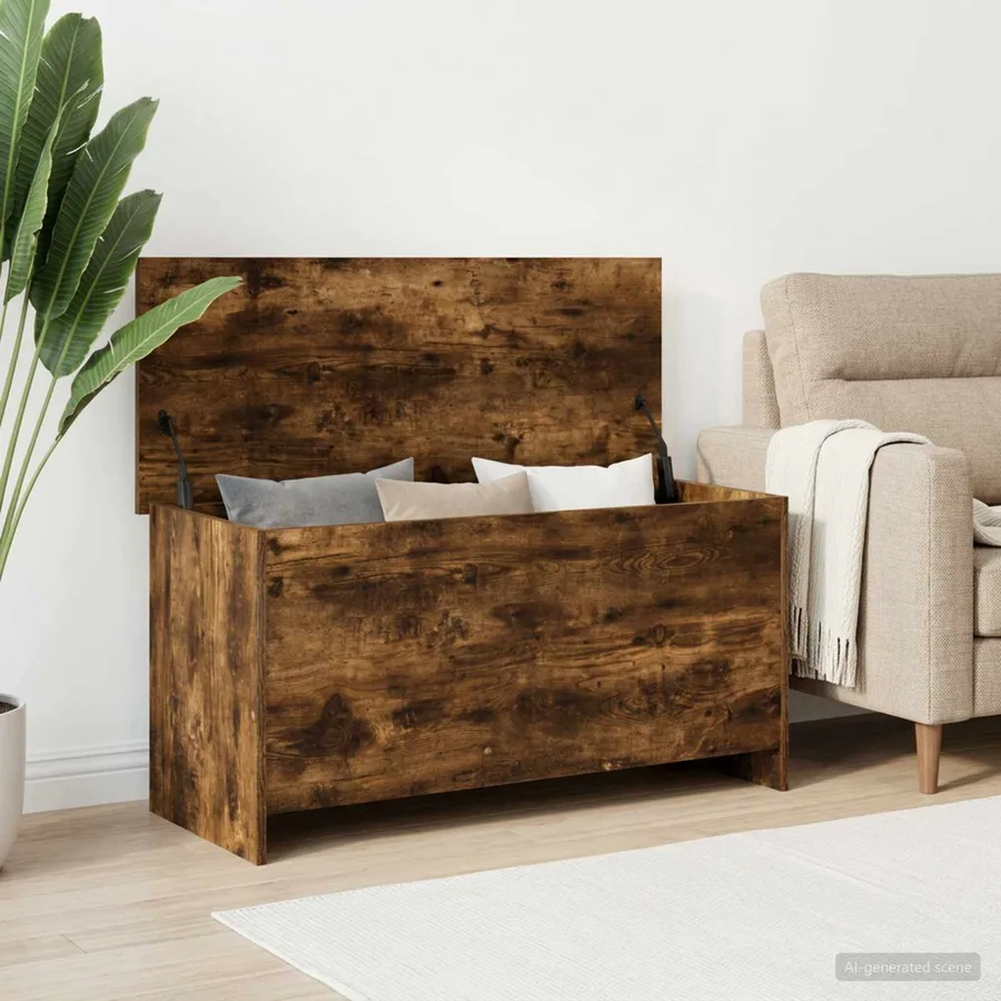 Coffre de rangement avec stockage Chêne fumé 100 x 40 x 50 cm - 4
