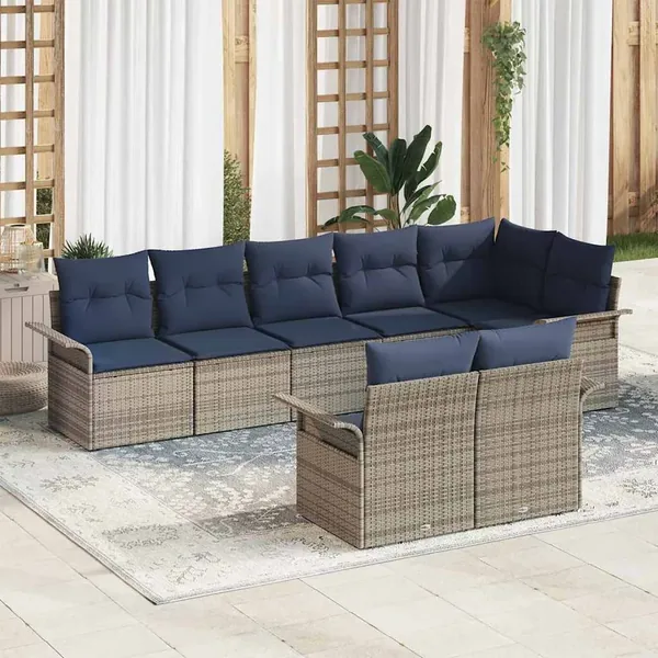 Ensemble de canapé de jardin avec stockage 8 pcs Gris polyrotin