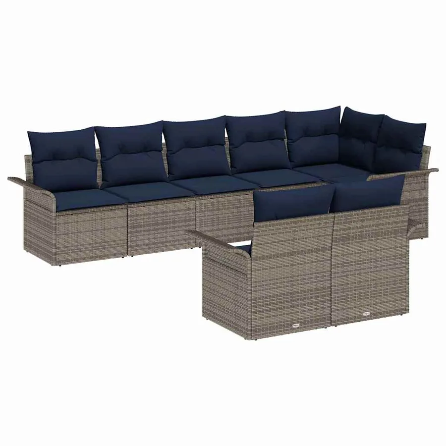 Ensemble de canapé de jardin avec stockage 8 pcs Gris polyrotin - 2