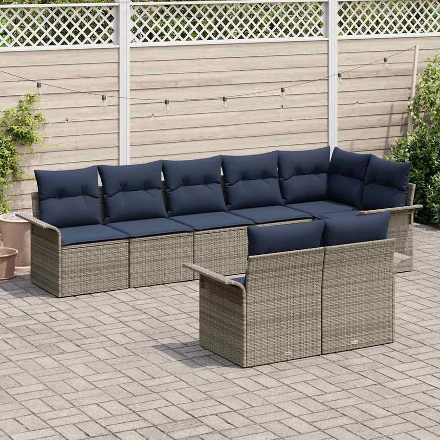 Ensemble de canapé de jardin avec stockage 8 pcs Gris polyrotin - 3