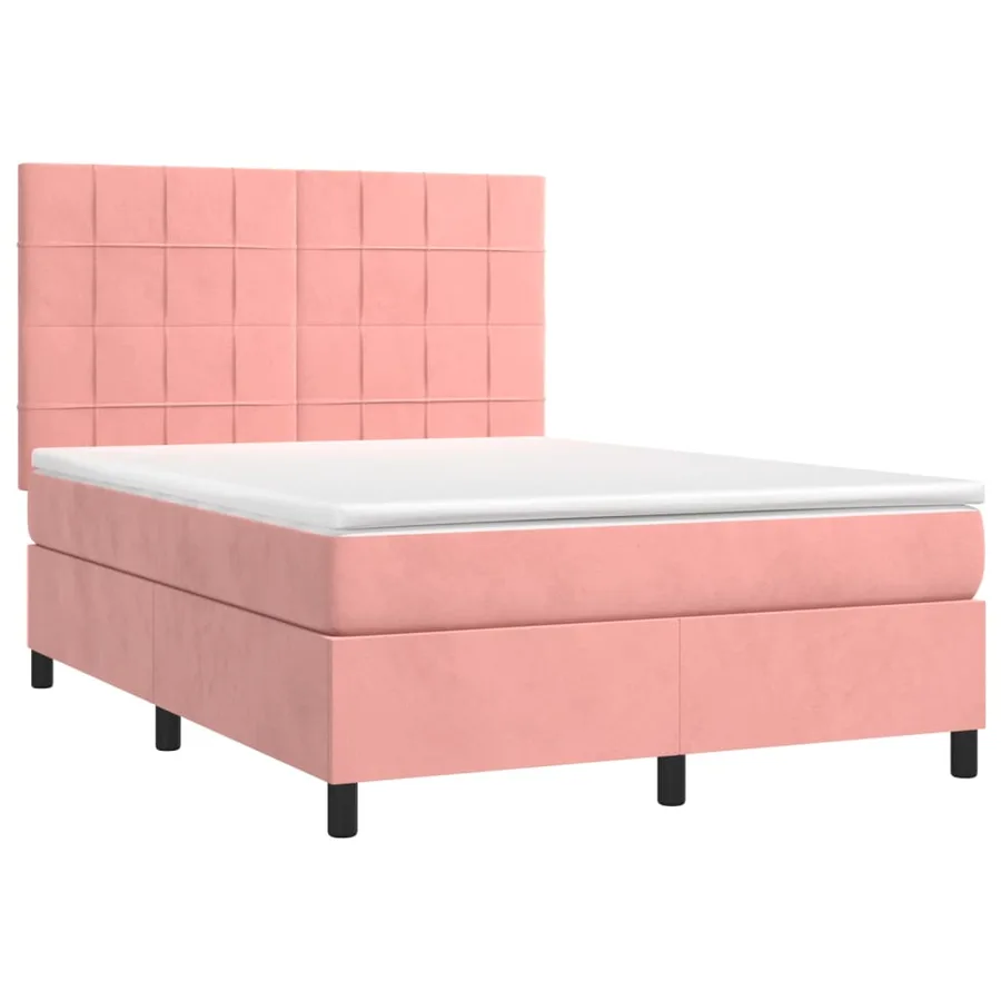 Sommier à lattes de lit matelas et LED Rose 140x190 cm Velours - 3