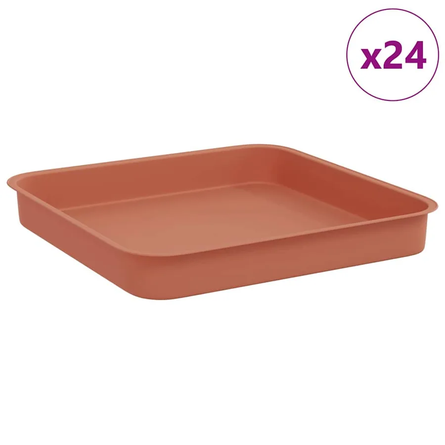Plateau carré à fleurs 24 pcs Rouge brique 15 x 15 x 2 cm - 2