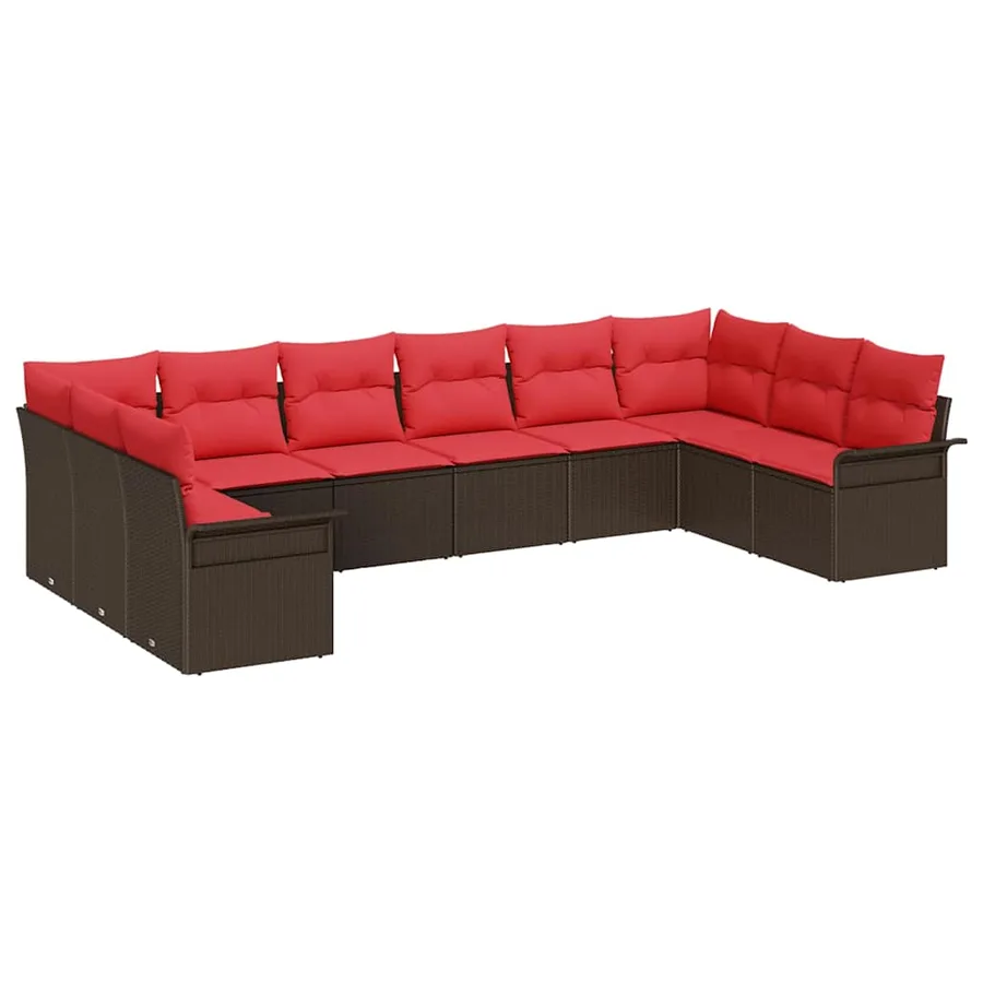 Ensemble de canapé de jardin 10 pcs Beige polyrotin - 2