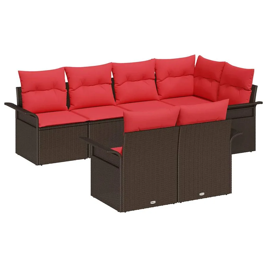 Ensemble de canapé de jardin 7 pcs Marron Poly rotin - 2