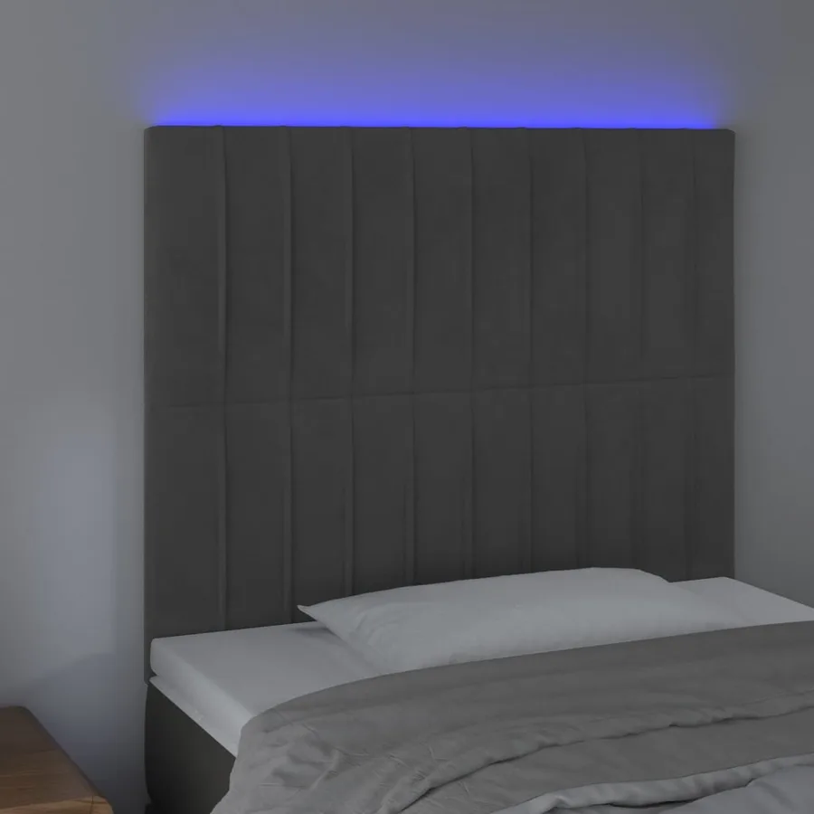 Tête de lit à LED Gris foncé 90x5x118/128 cm Velours - 3