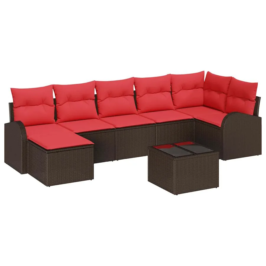 Ensemble de canapé de jardin 8 pcs Marron Poly Rattan - 2