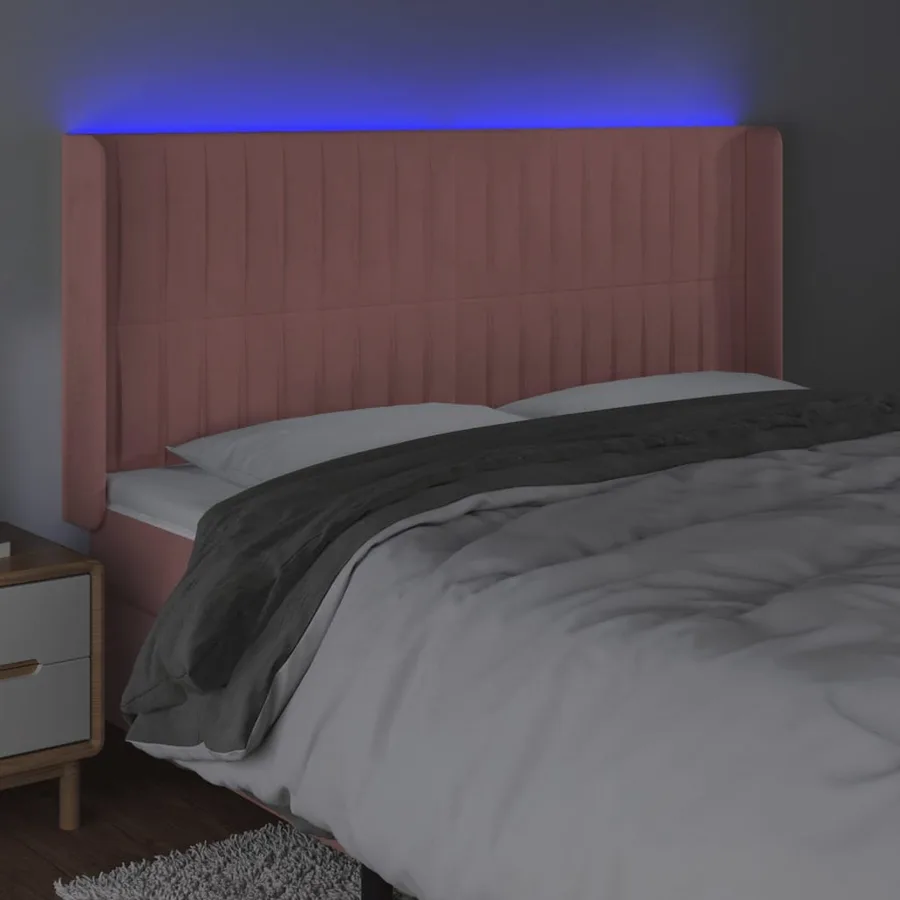 Tête de lit à LED Rose 203x16x118/128 cm Velours - 4