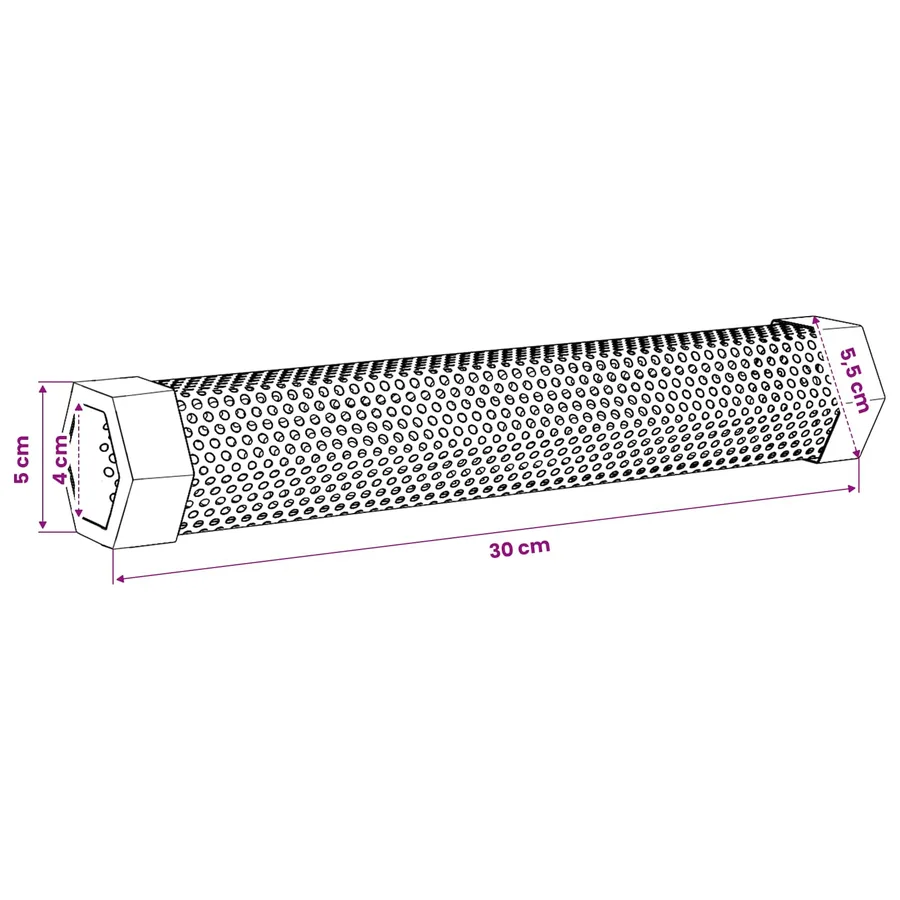 Tube à fumer 2 pcs 5 x 5 x 30 cm Acier Inox 304 Argenté - 8