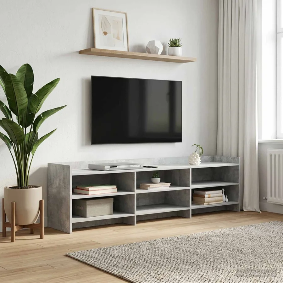 Meuble TV 168 x 33 x 47 cm Gris béton Bois d'ingénierie