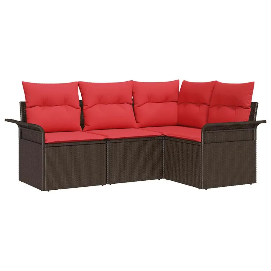 Ensemble de canapé de jardin avec coussin Marron polyrotin - 2
