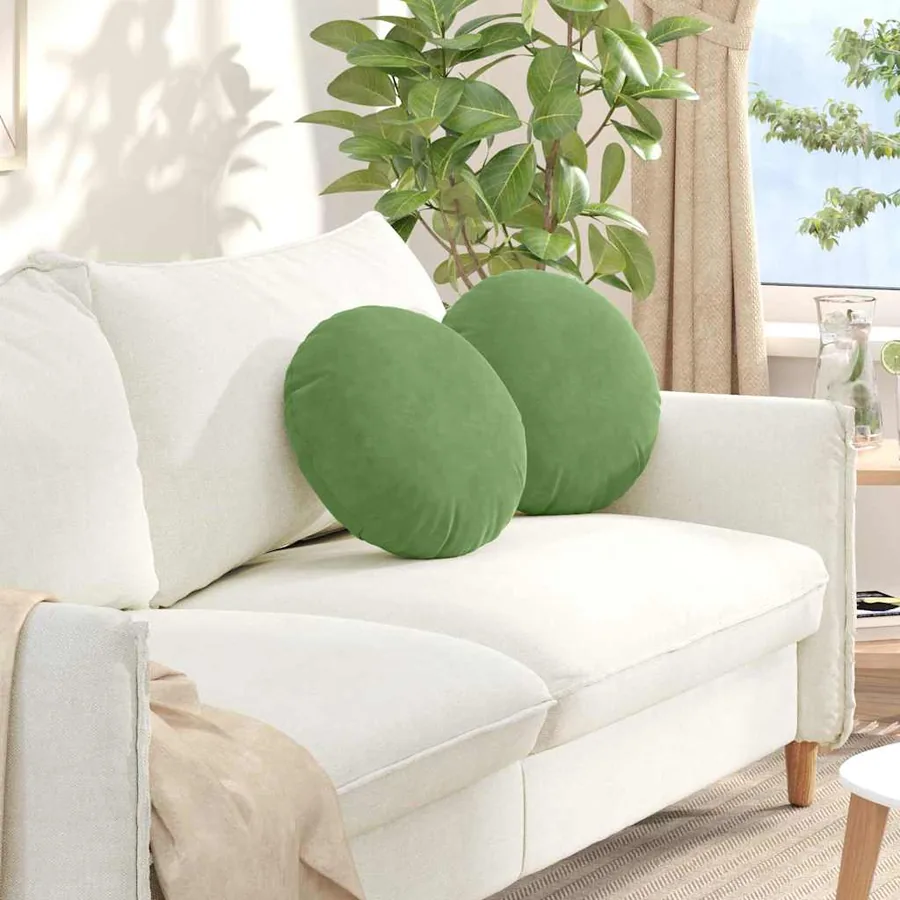 Coussins de siège 2 pcs Vert clair Ø 40 x 13 cm Velours