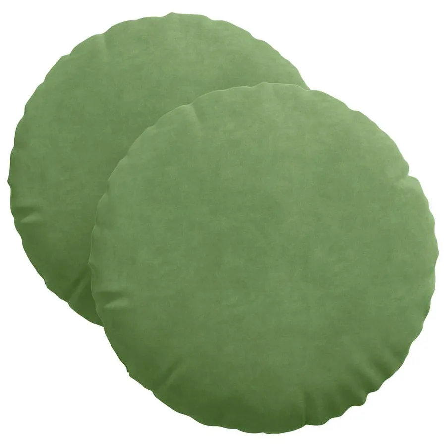 Coussins de siège 2 pcs Vert clair Ø 40 x 13 cm Velours - 2