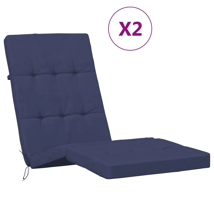 Coussin d'extérieur 2 pcs Bleu marine 180 x 55 x 7 cm Tissu - 2