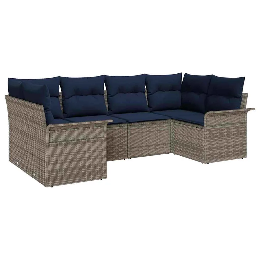 Ensemble de canapé de jardin avec coussin 6 pcs Gris polyrotin - 2