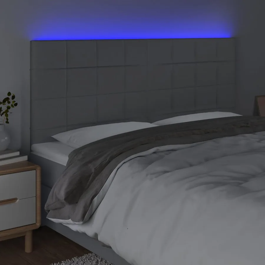 Tête de lit à LED Gris clair 160x5x118/128 cm Tissu - 3