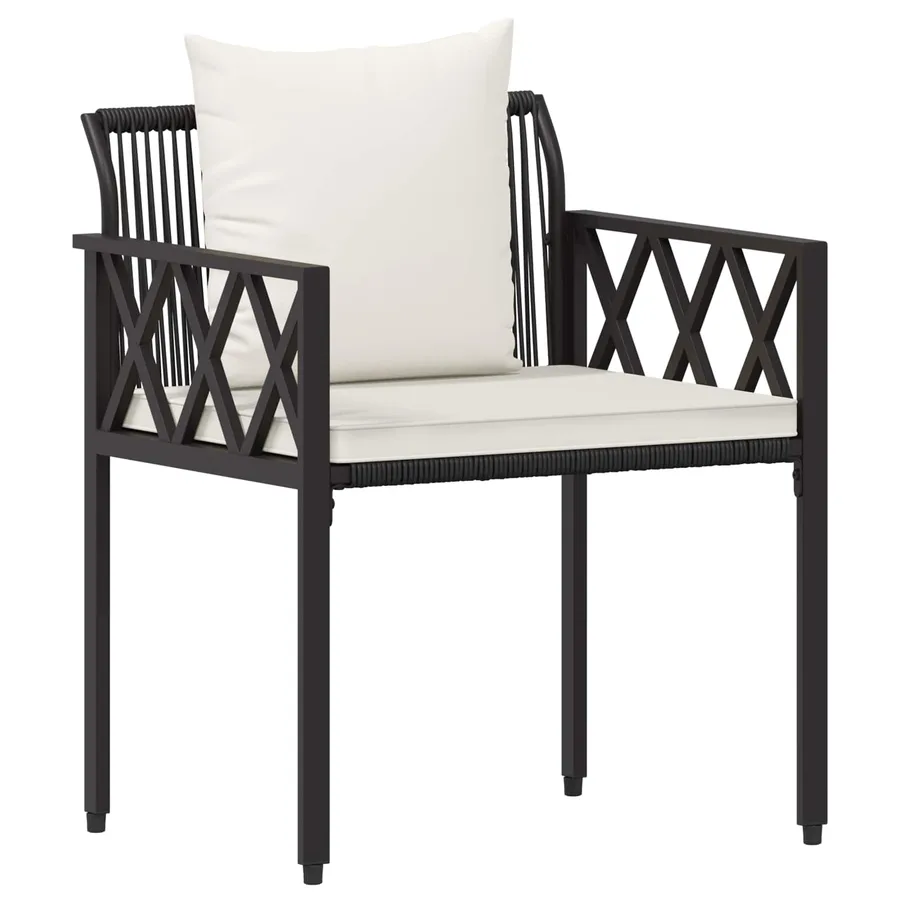 Ensemble de meubles d'extérieur 3 pcs Noir et blanc crème - 4