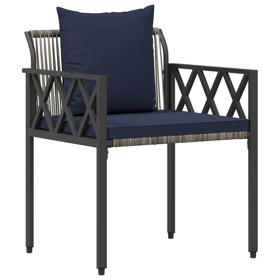 Ensemble de meubles d'extérieur 4 pcs Gris et bleu marine - 4