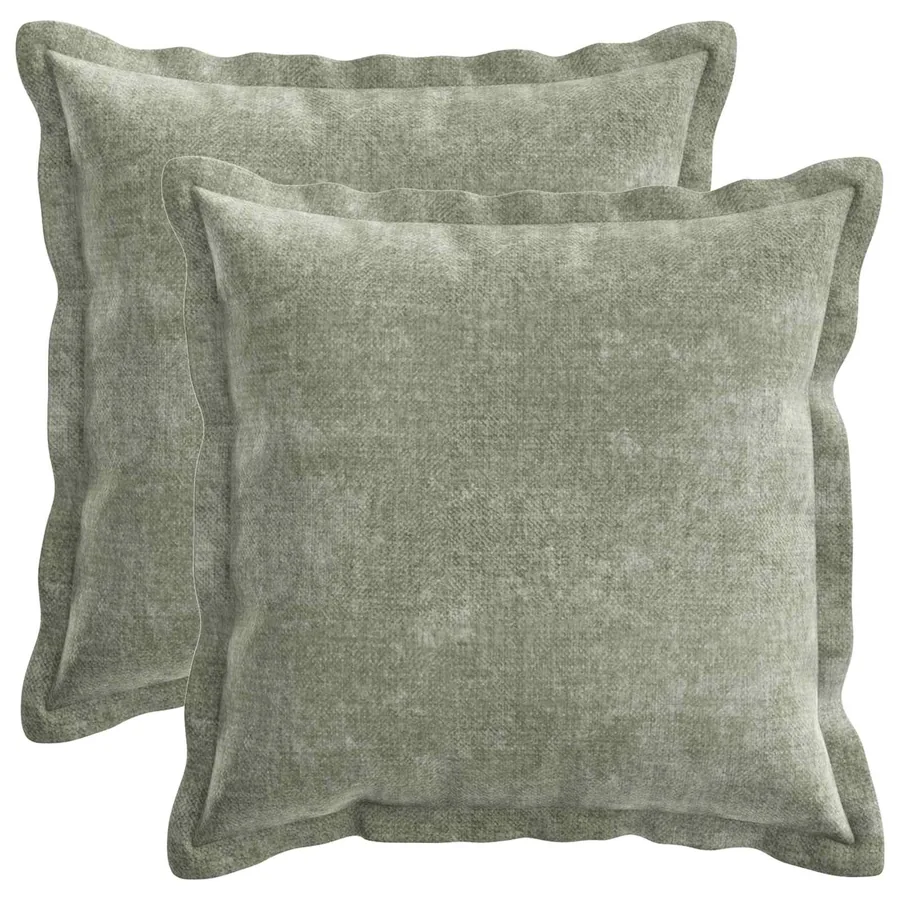 Housse de coussin 2 pcs HOUTEN Vert 50 x 50 cm Tissu Chenille