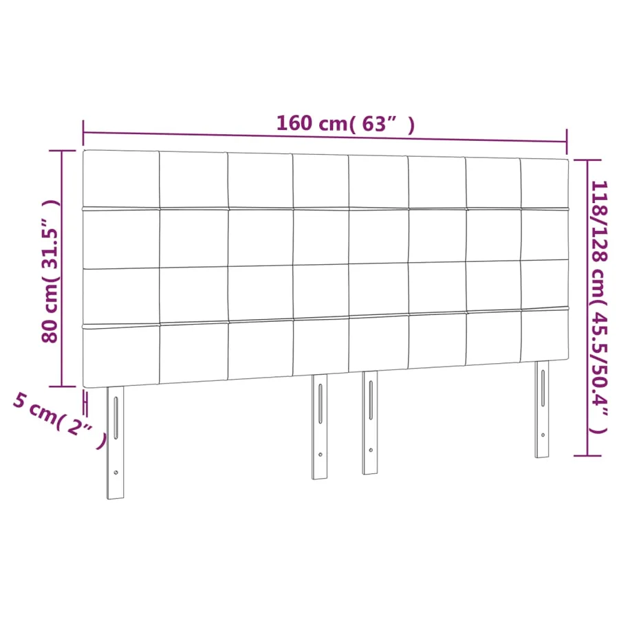 Tête de lit Gris clair 160 x 5 x 118/128 cm Tissu - 8